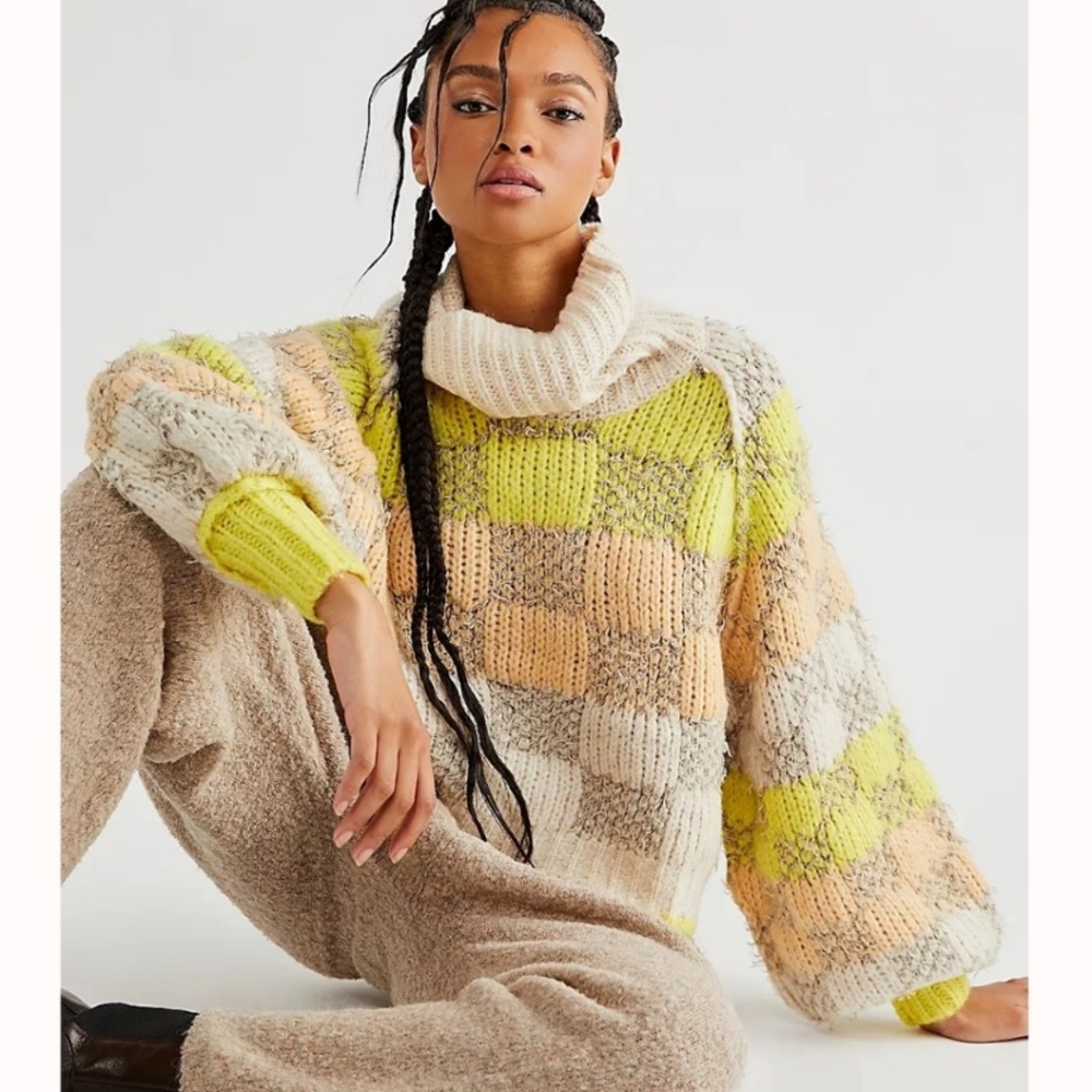 Free People Multicolor Chunky Knit Sweater